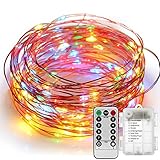 YIHONG Fairy Lights 8 Modes String Lights Battery Operated 39FT 120 LED Fairy String Lights Remote Control Firefly Lights for Wedding Halloween Thanksgiving Christmas Party Decor (Multicolor)