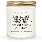 musaecoin Book Lovers Gifts, Funny Gifts for Book Lovers, Birthday Bookish Presents for Readers Librarian Bookworm - Handmade Lavender Candle 7oz