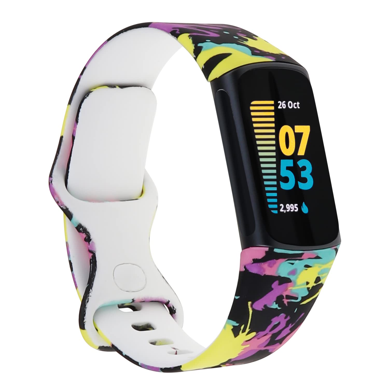 Baaletc Sport Silicone Strap Compatible with Fitbit Charge 5 Strap/Fitbit Charge 6 Strap, Waterproof Soft Adjustable Breathable Sport Bands for Charge 5 Strap/Charge 6 Strap, Small Large