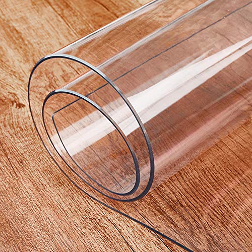 ybaymy 2mm Thickness Clear PVC Tablecloth, 100 X 200cm Wipeable Transparent Table Protector, Dining Table Cover, Waterproof Clear Plastic Table Cover for Dinning Room, Kitchen, Coffee Table