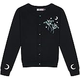 Ro Rox Luna Moth Cardigan - Goth Knitwear, Moon and Moth Embroidery, Long Sleeve