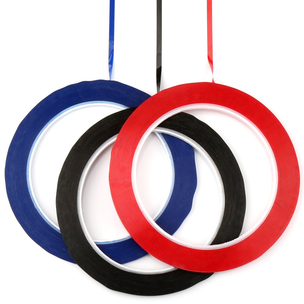 H&S 3 Rolls 3mm x 50m Whiteboard Marking Non-Magnetic – Black Blue Red – Whiteboard Tape – Grid Line Tape