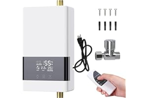 SANHESHUN Tankless Water Heater Electric,110v 3000w Instant Hot Water Heater with Remote Control, Water Temperature Regulating and Adjustable Temperature, LCD Touch Screen for Kitchen and Bathroom，White