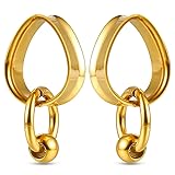Twolobes 1 pair Gold Ear Gauges Drop Pattern with 1