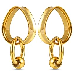 Twolobes 1 pair Gold Ear Gauges Drop Pattern with 1