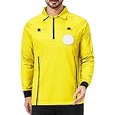 CUTIEHON Soccer Referee Jersey, Long Sleeve Official Pro Soccer Referee Shirt, Featuring a Badge Holder & Pockets