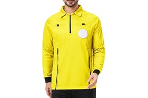 CUTIEHON Soccer Referee Jersey, Long Sleeve Official Pro Soccer Referee Shirt, Featuring a Badge Holder & Pockets