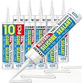 Silicone Caulk &amp; Sealant Clear, 10 Pack - 100% Silicone Sealant (300ml) | Waterproof Silicone Caulking for Kitchen, Bathroom, Toilet, Sink, Window ＆ Door Use, Shrink &amp; Crack Proof (10.1 FL.OZ/300ml)