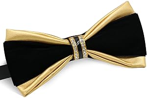 GHTIYLP PU Leather Bowtie with Rhinestone Decoration Tuxedo Bow Ties for Men Pre-tied Adjustable Men's Bow Ties for Wedding