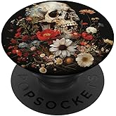 Skeleton Skull Dark Nu Goth Pastel Goth Aesthetic Flower PopSockets Adhesive PopGrip