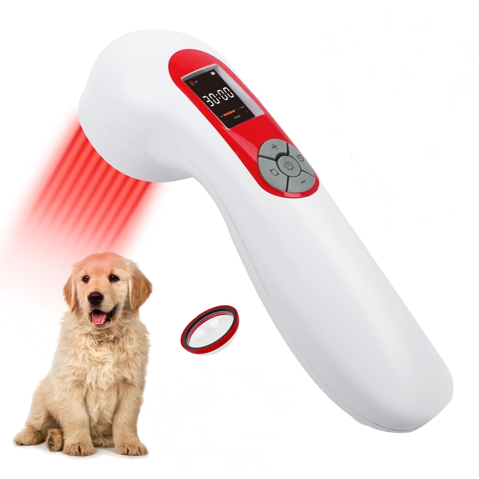 Photo 1 of LLLT Cold Laser Therapy Device with Protective Cover, 5 * 808nm & 10 * 650nm Human/Vet Handheld Infrared Red Light Therapy, Pet Dogs Treatment Device for Muscle Pain Relief & Improve Healing(White)