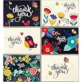 Spark Ink 36 Floral Thank You Cards with Envelopes, Elegant Thank You Notes, Blank Inside, Perfect for Wedding, Baby & Bridal Shower, Navy Blue & Ivory, 4x6 Photo Size - Bulk Stationary Set
