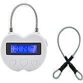 Timer Padlock Timer Lock 99 Hours Electronic Timer USB Rechargeable Electronic Temporary Timer Lock with LCD Display (White)