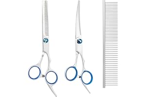 3 Pieces Dog Grooming Scissors Set with Safety Round Tips Stainless Steel Pet Grooming Kit Used for Dogs Cats Pets with Cutti