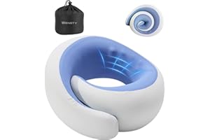 WENGTY Neck pillow for traveling,Travel Neck Pillow for Airplanes,Portable,Smooth & Cooling Fabric,100% Pure Memory Foam,Neck Pain Relief with Breathable 360º Ergonomic Support for Long Flight(Large Size)