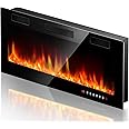 LEMBERI 36 inch Electric Fireplace Recessed and Wall Mounted,750/1500W Heater and Linear Fireplace with Touch Screen Control Panel, Timer,Remote Control,Adjustable Flame Color and Speed