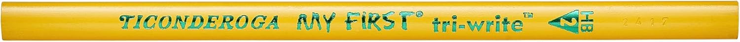 TICONDEROGA My First Tri-Write Pencils with Eraser, Primary Size Wood-Cased #2 HB Soft, Yellow, 36-Pack (13082): Office Products