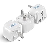 Ceptics Australia, China, New Zealand Travel Plug Adapter (Type I) - 3 Pack [Grounded & Universal] (GP-16-3PK)