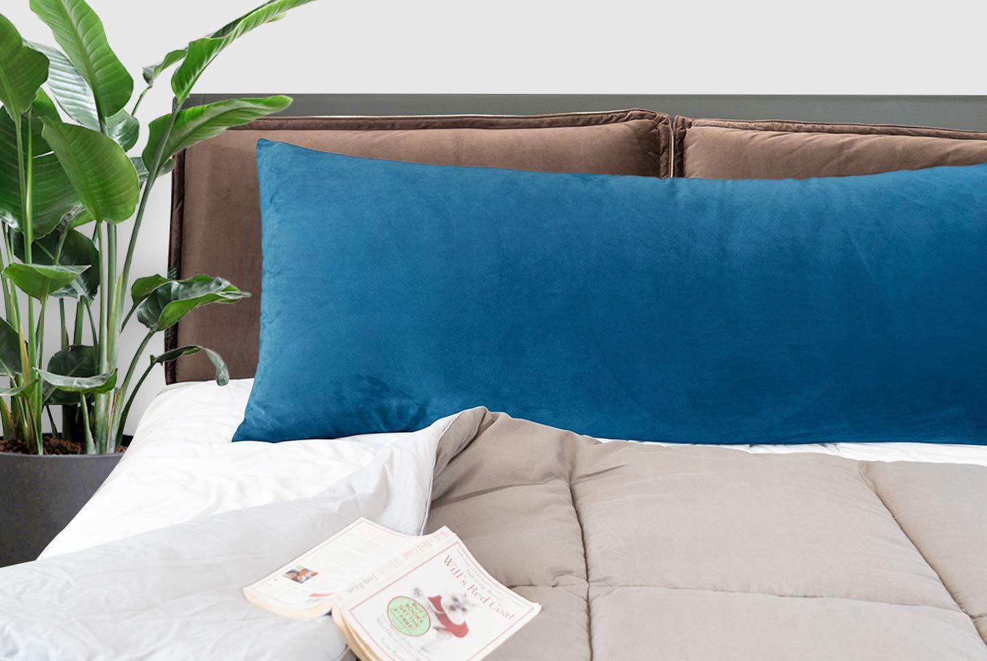 INSEN 55in Body Pillow-Full Body Pillow- Bed Sleeping Pillow-with Removable Body Pillow Cover(Ocean Blue Velvet): Home & Kitchen