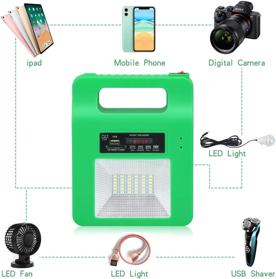 Portable Solar Generator Lighting Kit - 12000mAh Solar Powered Electric Generator System with Solar Panels 3 LED Lamps for Outdoor Camping Home Emergency Backup Power Supply Hurricane : Home Improvement
