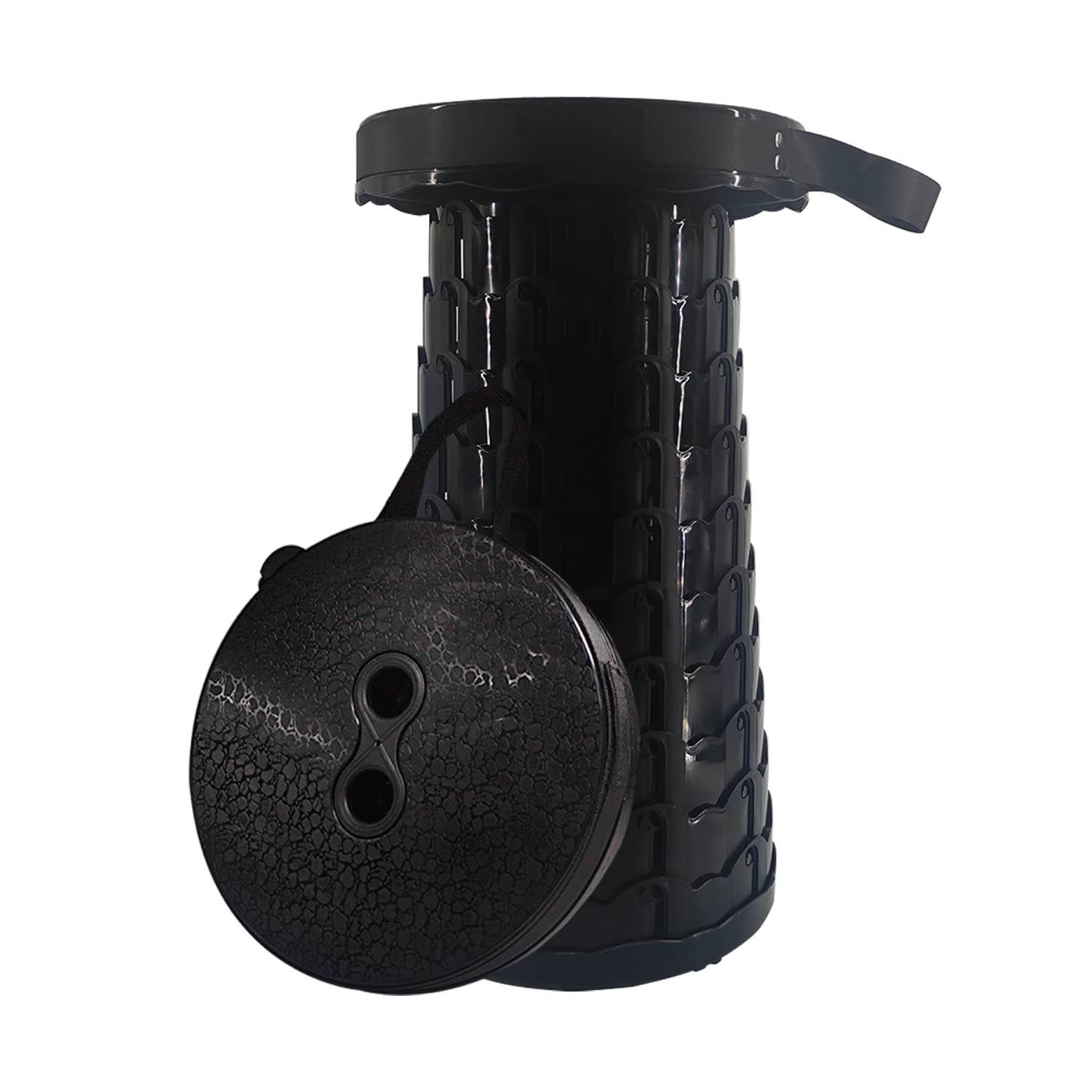 DingZan Portable Folding Stool, Adjustable and Telescopic Retractable Folding Camping Stool, Heavy Duty, Sturdy, Foldable Collapsible Seat for Adults Outdoor Fishing Hiking Traveling Garden