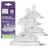 Philips Avent Natural Response Nipples, Fast Flow, 4-Pack | Baby-Controlled Flow, No-Drip Design, Anti-Colic Valve, Wide Breast-Shaped Nipple, BPA-Free, 4-Pack, SCY964/44
