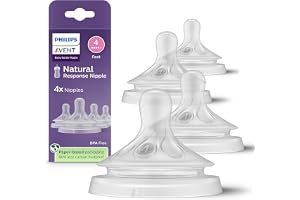 Philips Avent Natural Response Nipples, Fast Flow, 4-Pack | Baby-Controlled Flow, No-Drip Design, Anti-Colic Valve, Wide Brea
