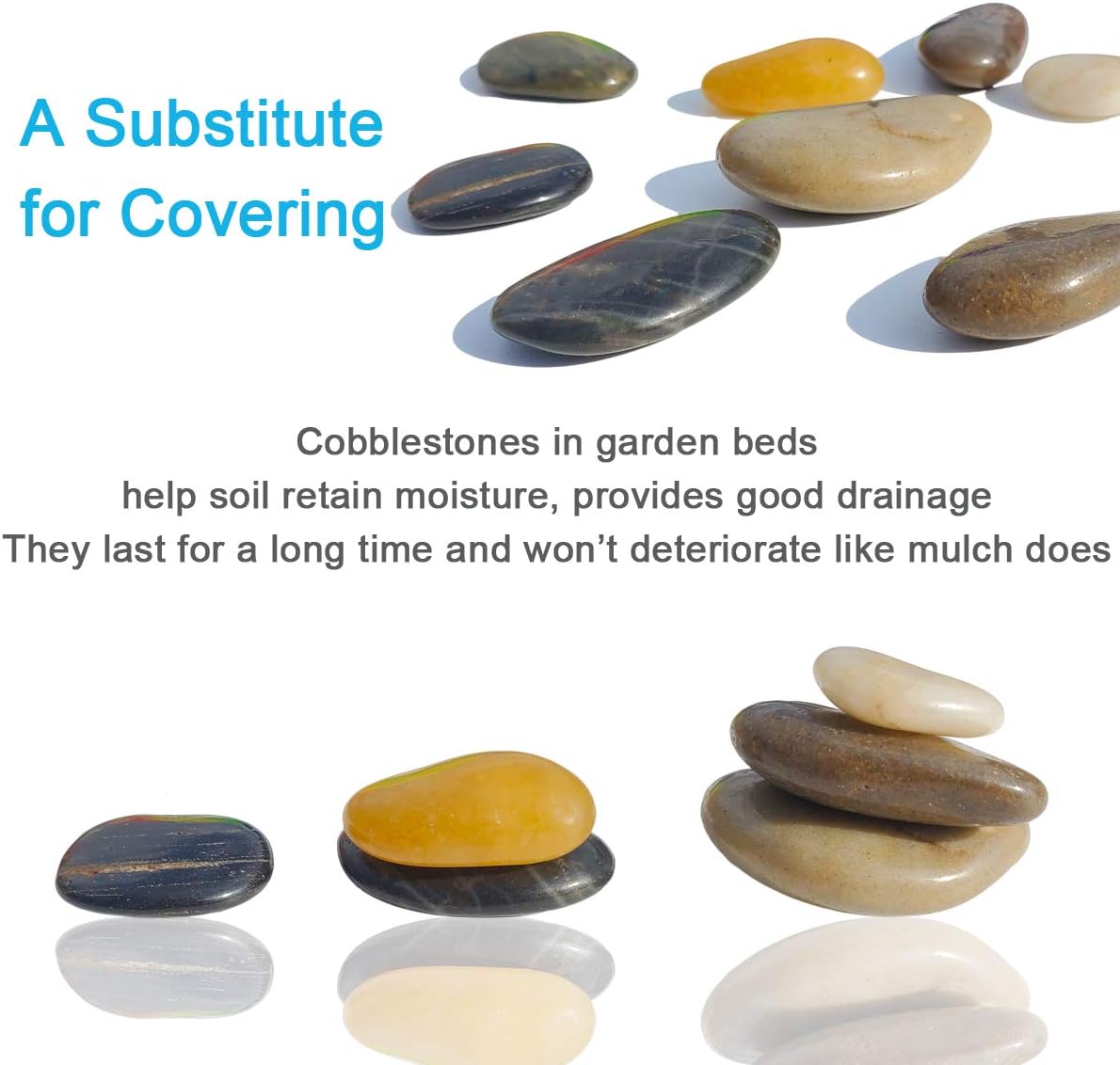 2 Pounds Pebbles Polished Gravel, Natural Polished Mixed Color Stones, Small Decorative River Rock Stones (32-Oz) : Garden & Outdoor