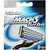 Gillette Mach 3 Turbo Razor Refill Cartridges 8 Count (Packaging May Vary)