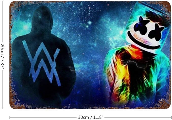 Amazon Alan Walker アラン ウォーカー Marshmello5 マシュメロ 装飾鉄絵 パブ家の壁の装飾金属アート ポスターレトロ居酒屋ケーキハンバーガー食品カフェクラブプラーク ウォールステッカー オンライン通販