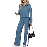 WIHOLL Women 2 Piece Outfits Airport Travel Vacation Sweatsuits Wide Leg Pants Lounge Set 2025 Fashion Clothes