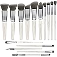 ZOREYA Makeup Brushes - 15 Pcs Premium Bamboo Charcoal Infused Bristles Makeup Brush Set, Foundation Concealers Eye Shadows Make Up Brush,Eyeliner Brushes(White)
