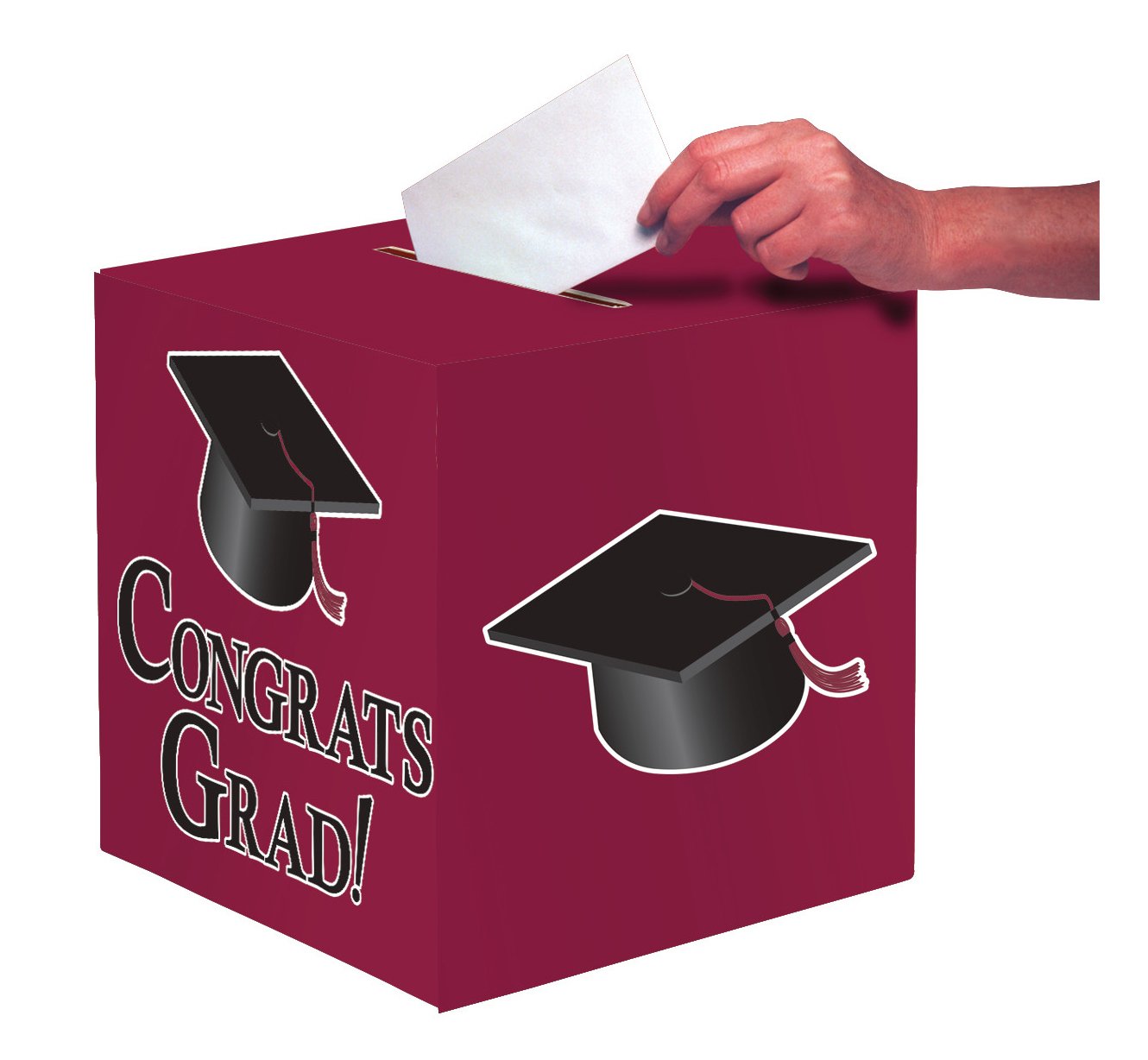 Photo 1 of Creative Converting Congrats Grad Card Holder Box, Burgundy -