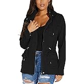 JTNFairy Casual Jackets for Women Long Sleeve Zipper Classic Outwear Bomber Coats Button Up with Pockets