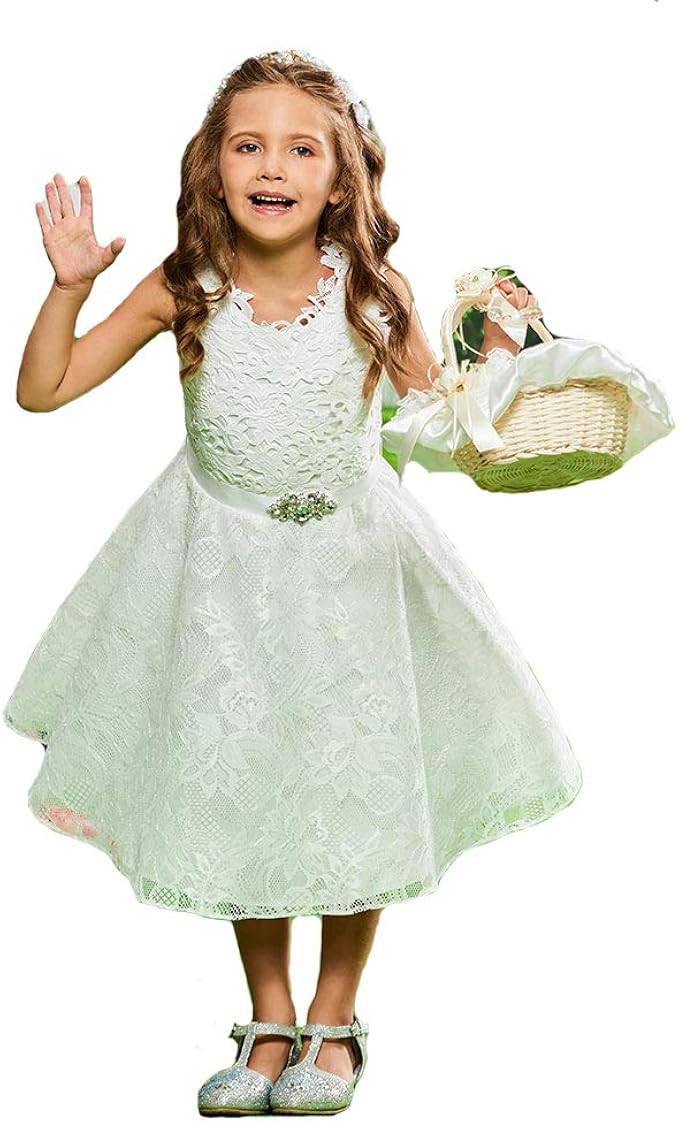 swiss dot flower girl dress