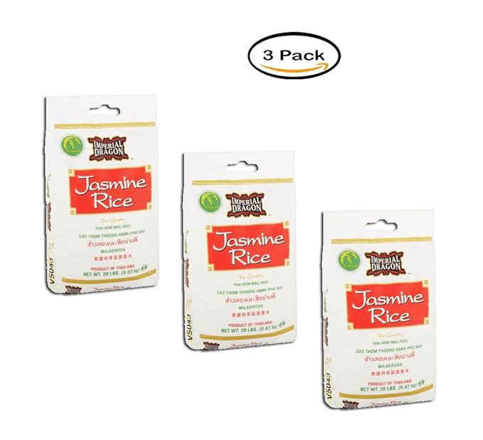 PACK OF 3 Imperial Dragon Jasmine Rice, 20 lb Grocery