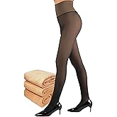 Amzshe Fleece Lined Tights Women, Control Top Thermal Tights for Women, Fake Translucent Winter Warm Tights
