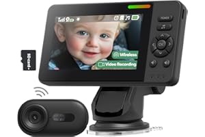 Elzeeo Wireless Baby Car Camera with 1080P Advanced Night Vision and 32H Battery, No Wi-Fi Needed Easy Setup Car Baby Monitor