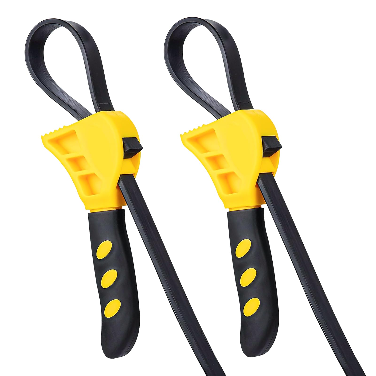 Naseom 2pcs Rubber Strap Wrench, Adjustable Strap Wrench Set, 500mm Oil Filter Strap Wrench, Heavy Duty Rubber Pipe Wrench, 6" Belt Wrench for Mechanics Plumbers DIY