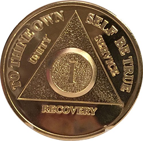 1 Year 24k Gold Plated AA Medallion Anniversary Chip