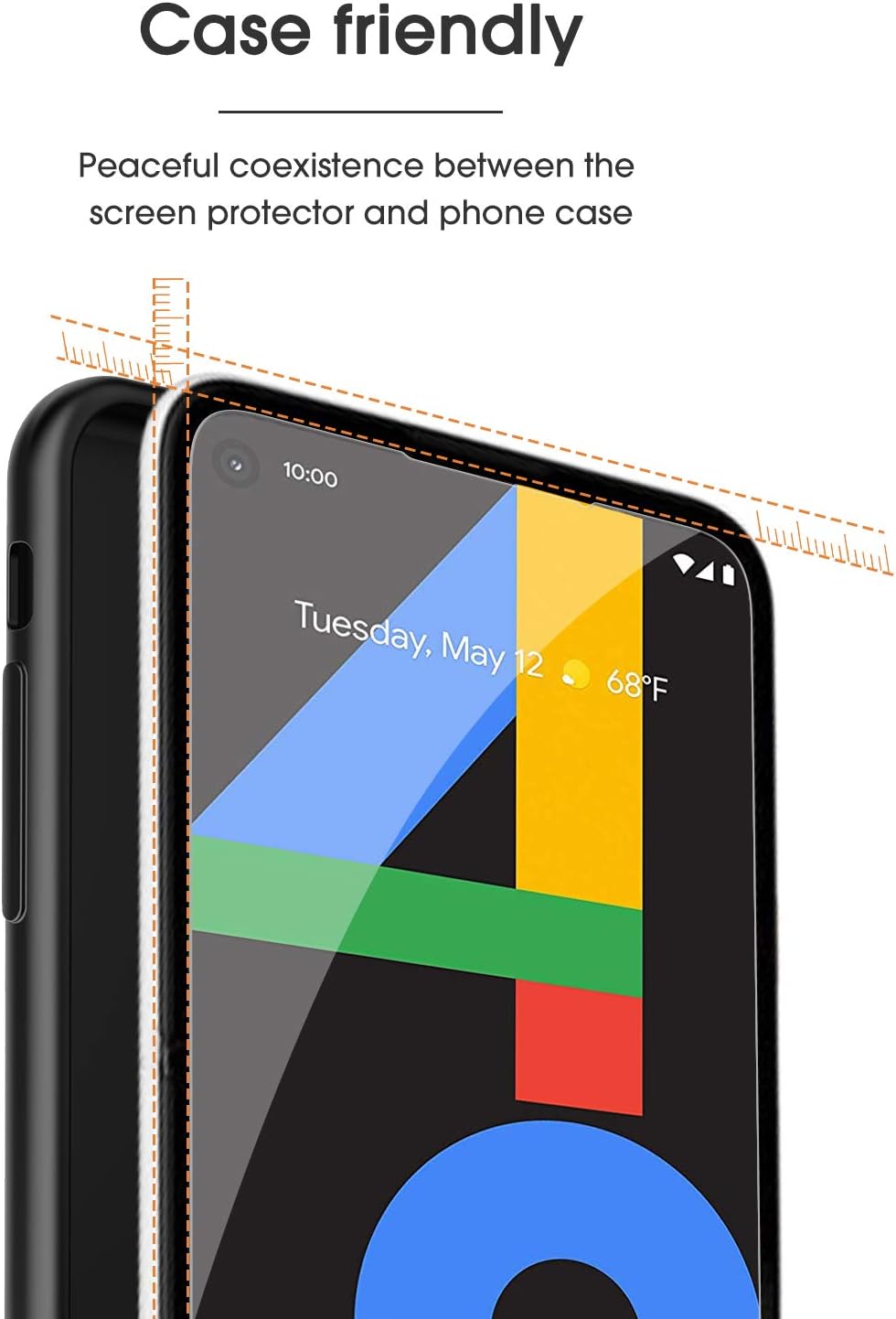 [4 Pack] OMOTON Screen Protector for Google Pixel 4a, Scratch Resistant/Easy-Install/Bubble Free/Tempered Glass Screen Protector Compatible with Google Pixel 4a