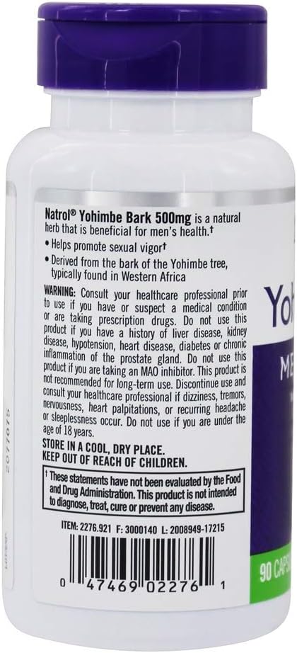 Yohimbe Bark - 500 mg, 90 Capsules: Health & Personal Care