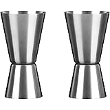 2PCS Stainless Steel Double-Head Measuring Cup 1oz/2oz Japanese-Style Silver Cocktail Jigger Wine Measuring Device Cocktail L