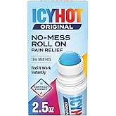 Icy Hot Original Pain Relief No-Mess Roll-On Applicator, Fast-Acting Pain Relief with Max Strength Menthol 16%, Contrast Ther