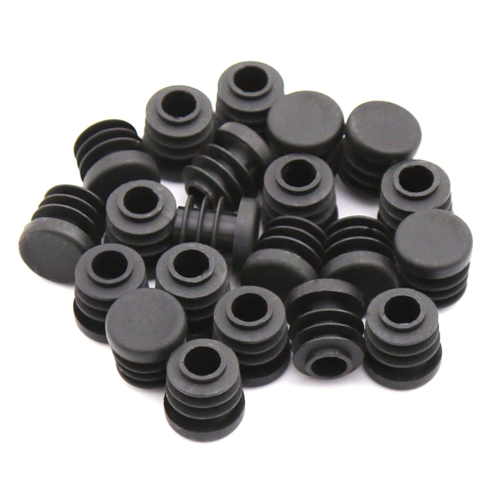 16mm Black Plastic Plugs, Black Round Tube Covers, Inner End Caps for Chairs Desks Tables Foot Furniture Pipe, 20 Pcs — image 1