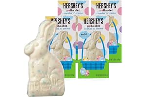 SWEETSIDE CANDY CO. Hersheys Chocolate Bunny Cookies 'n' Creme Polka Dot, Chocolate Easter Bunny Bulk Each 4.25oz, Perfect For Easter Celebrations, Ideal Easter Chocolate For Easter Egg Hunts, 4 Count