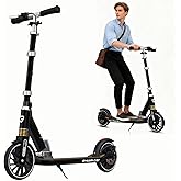 CUIOT Scooter for Kids 8-12, Teens and Adults, Folding Kick Scooter with Adjustable Height, 8IN Big Wheels Scooters W/Anti-Shock Suspension, Up to 300 Lbs, Bearing ABEC9