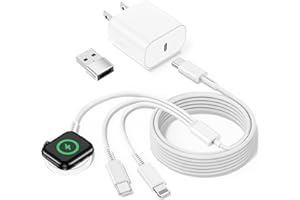 LUCKINLLYY 3 in 1 for Apple Watch Charger, Multi Chargers Cable 6FT & 20W USB C iWatch Charger & USB to USB C Adapter, Fast Charging for iWatch Series Ultra 3/2/SE 3/11/10/9/8/7/6/5/4/iPhone 17 16 15 14 13 12