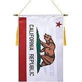 TMHTMH 18x12 Inch California Wall Banner Flag,Wooden Hanging Pole and Double Satin Finish,USA Calif. CA State Hanging Flag,for House Room,School Classroom, Club and Door