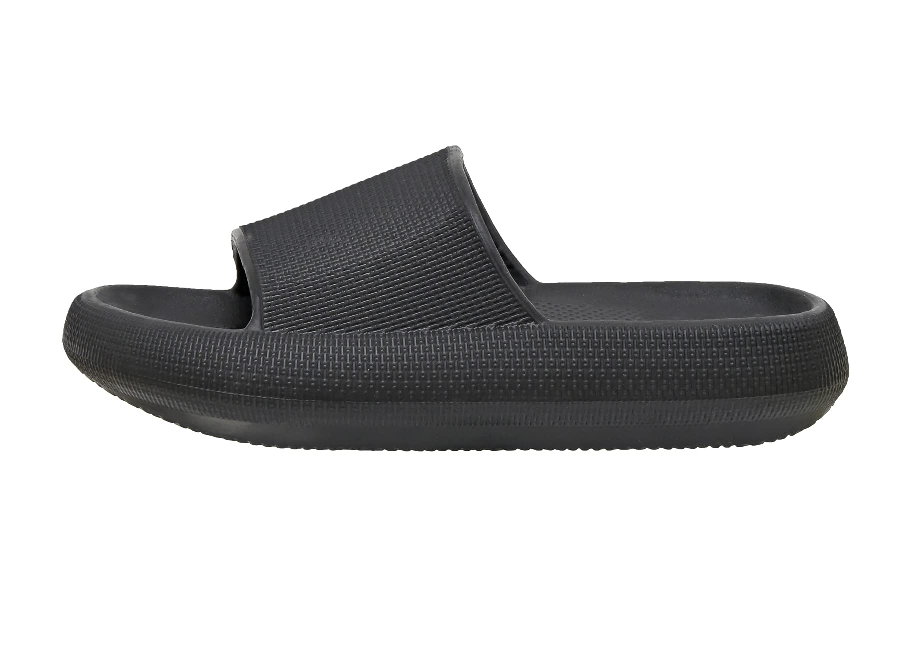 CUSHIONAIRE Feather EVA Slides for Women – Comfortable Slip On Womens Slippers, Indoor Outdoor Shower Shoes, Beach Essential Cloud Slides